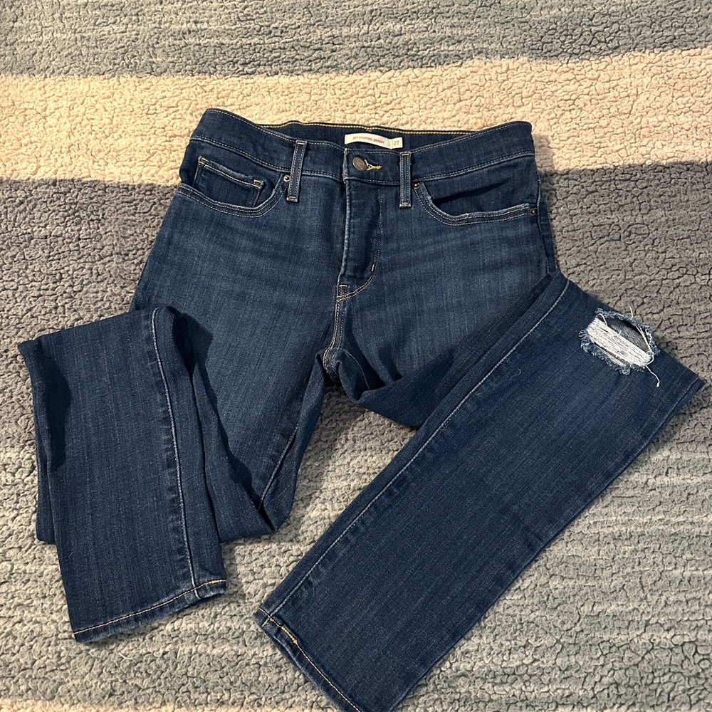 Levi's 311 Distressed Dark Blue Shaping Skinny Jeans (New without Tags)